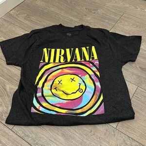 Nirvana band tee tie dye happy face medium